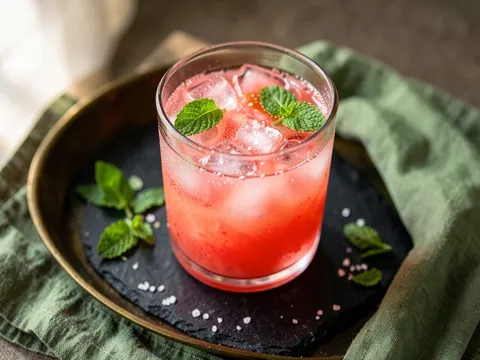 Watermelon Mint Mocktail, served in a glass