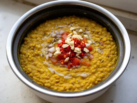 Dal Tadka Without a Pressure Cooker (Dhaba Style), ready to serve