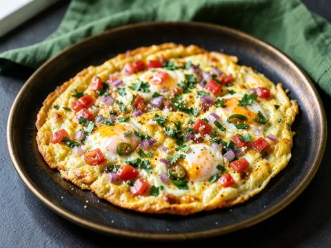 Masala Omelette (Indian Egg Omelette), ready to serve