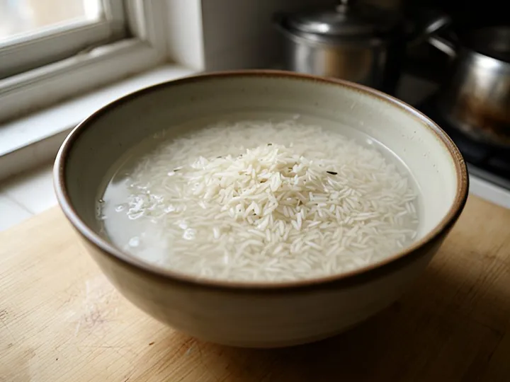 Step 1 of Fluffy Jeera Rice (Cumin Rice with Separate Grains): Put the rice in a bowl