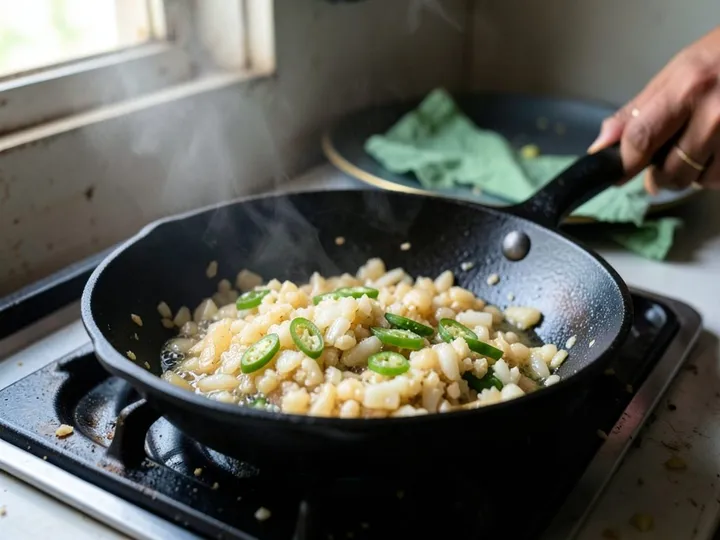 Step 3 of Egg Bhurji (Indian Spiced Scrambled Eggs): Add the onion