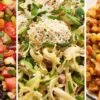 Vibrant vegan dishes arranged attractively.