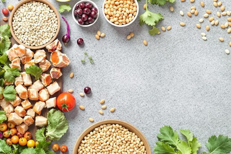 A vibrant assortment of healthy foods promoting satiety.
