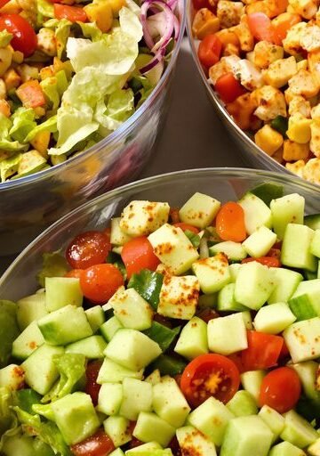 Vibrant Indian salads packed with fresh vegetables and spices.