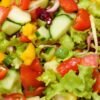 Colorful vegetarian salad with fresh vegetables.