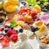 Healthy high-protein, low-calorie snacks on a countertop.