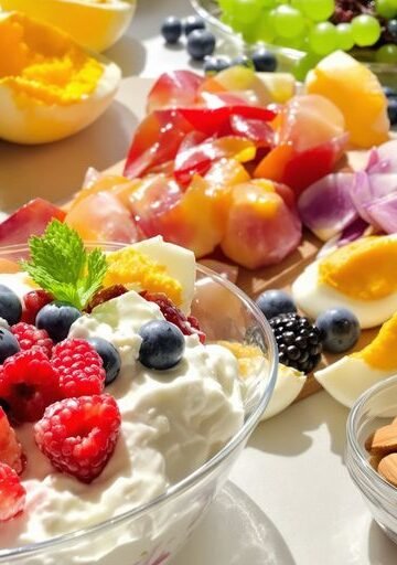 Healthy high-protein, low-calorie snacks on a countertop.