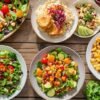 Delicious gluten-free meals arranged beautifully.