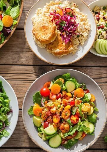 Delicious gluten-free meals arranged beautifully.