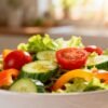 Fresh garden salad with crisp vegetables and vinaigrette.