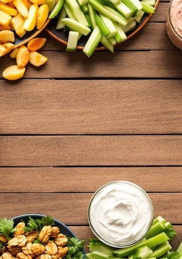 Assortment of colorful, healthy snacks on a wooden table.