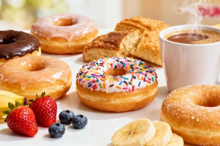 Dunkin' Donuts healthy breakfast options and coffee.