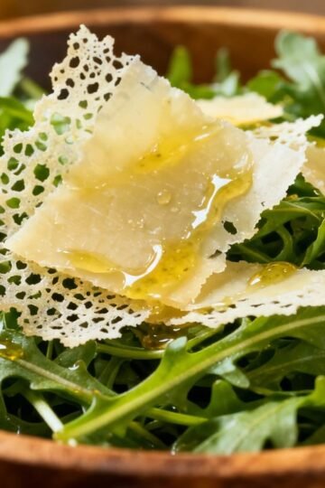 Rocket salad with Parmesan and lemon vinaigrette.