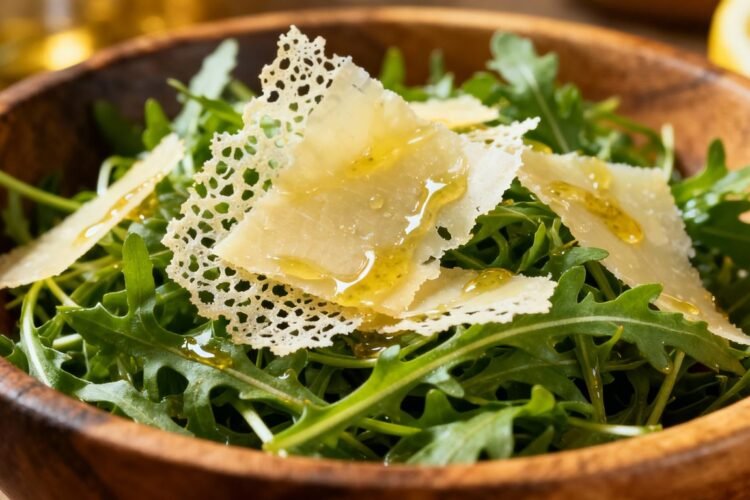 Rocket salad with Parmesan and lemon vinaigrette.