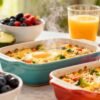 Healthy breakfast casseroles on a bright morning table