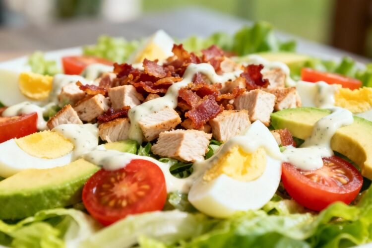 Delicious Cobb salad with fresh ingredients.
