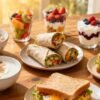 Healthy breakfast fast food items on a table