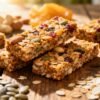 Healthy homemade breakfast bars with fresh ingredients.