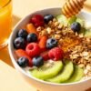 Healthy breakfast bowl with fruits and granola