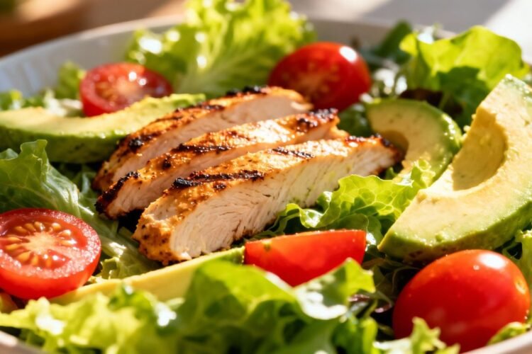 Healthy food salad with fresh ingredients