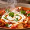 Restaurant-style butter chicken in a bowl with cilantro.