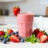 Healthy breakfast smoothie with fresh fruits.