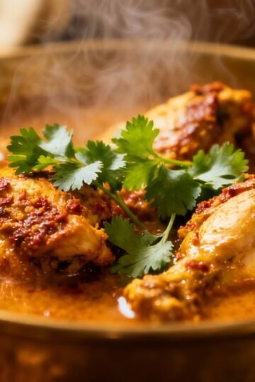 Authentic Desi chicken curry in a bowl