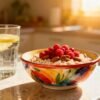 Healthy breakfast bowl with berries and nuts for weight loss.