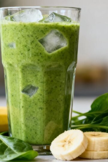 Healthy green smoothie with banana and spinach