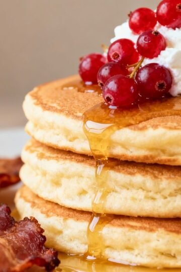 Pancakes with berries and bacon at Wild Eggs Downtown.