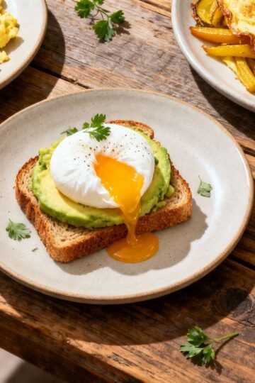 Assortment of delicious egg dishes on a wooden table.