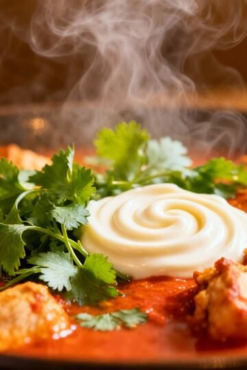 Restaurant-style butter chicken with cilantro and cream.
