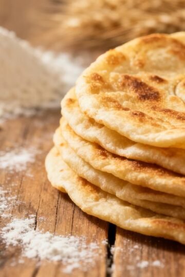 Stack of fluffy, golden-brown rotis