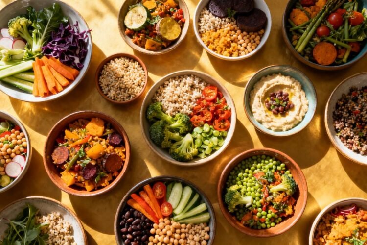 Healthy vegetarian food spread for every meal.