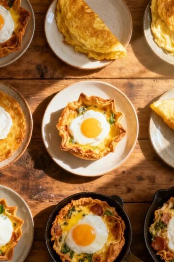 Assortment of 15 delicious and easy egg breakfast recipes.