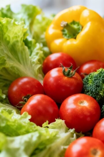 Colorful plate of fresh, healthy vegetables.