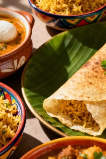 Healthy Indian breakfast dishes with vibrant colors and garnishes.